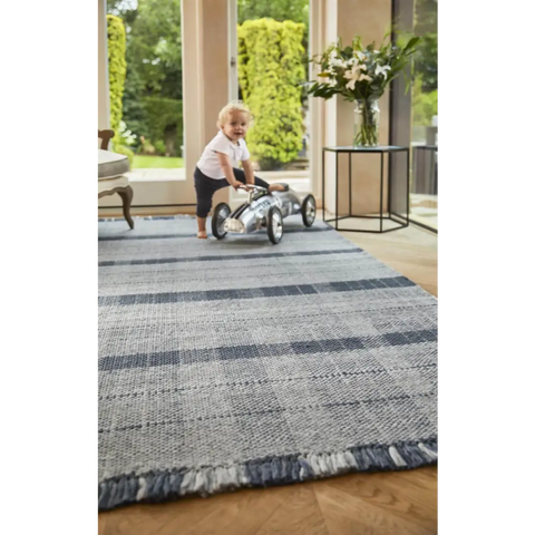 Highland Navy Checkered Rug - Rugs