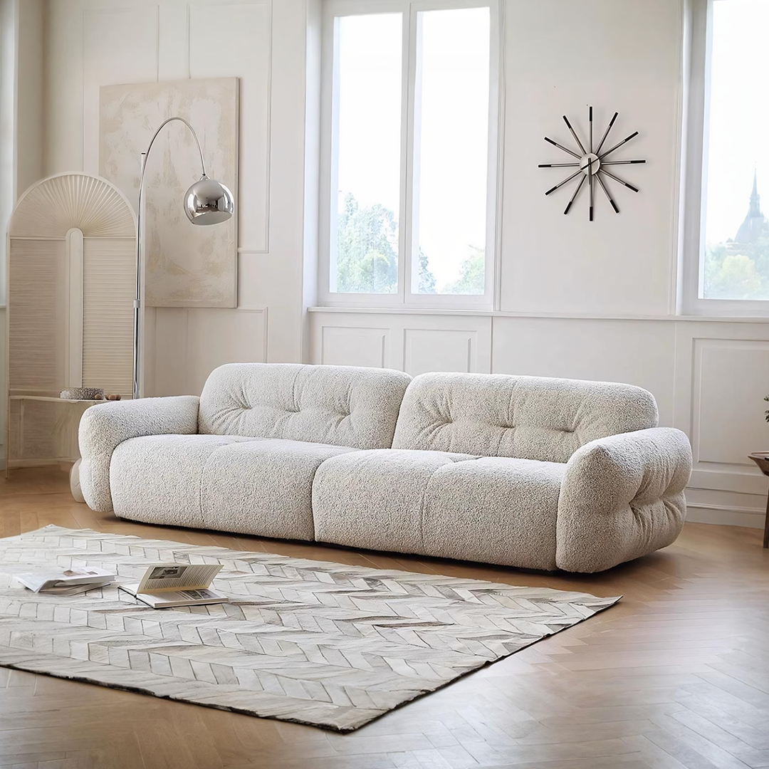 Hilda Two Seater,Three Seater Sofa, Boucle, Off White