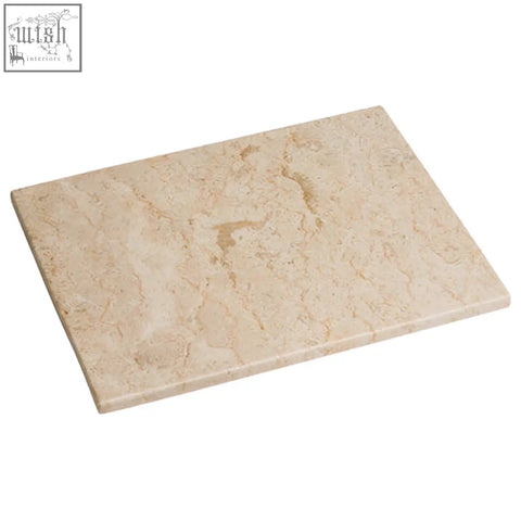 Beige himaya champagne marble rectangular chopping board with subtle veining and smooth polished edges