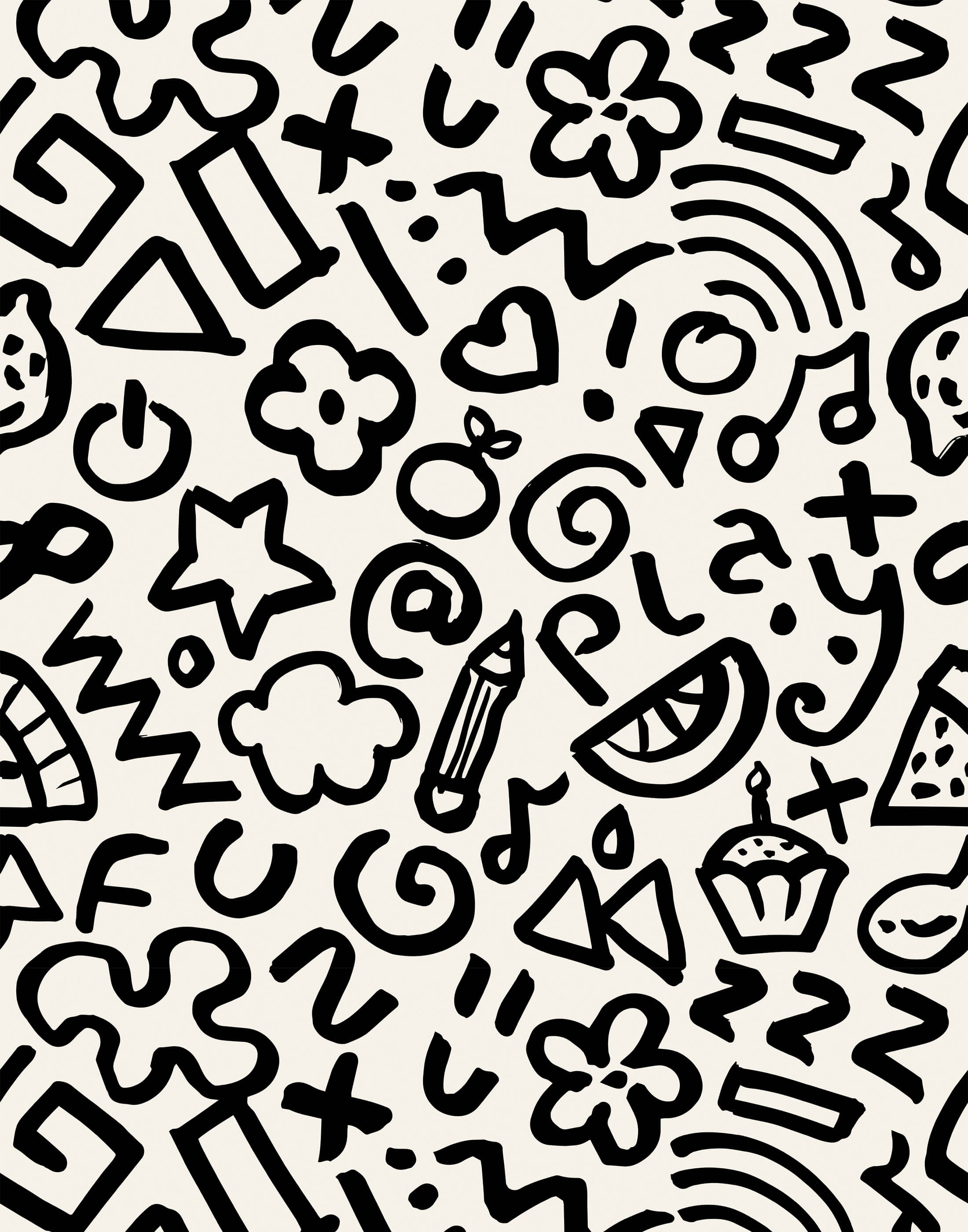Hip product with black doodle pattern on light background perfect for stylish casual use