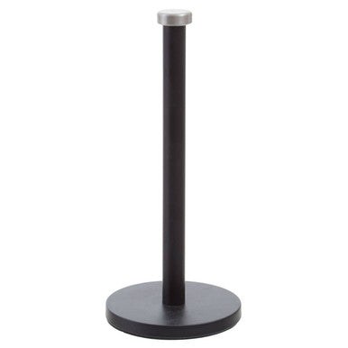 Hirano matt black kitchen roll holder with sleek cylindrical design and silver top cap for black kitchen roll use