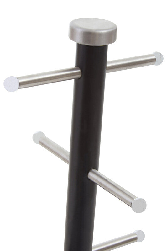 Hirano matt black metal mug tree with stainless steel multi-tiered rack and rounded ends for cup hanging