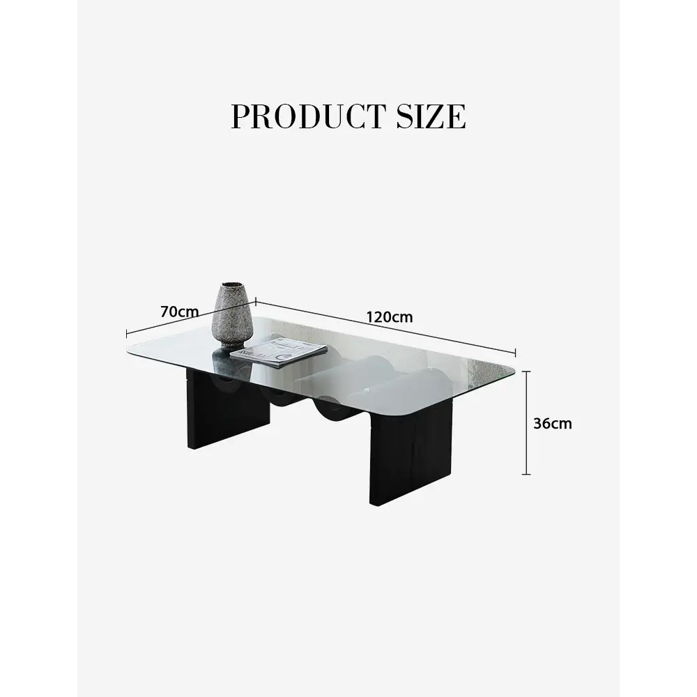 Hiroshi Square Glass Coffee Table Glass Top