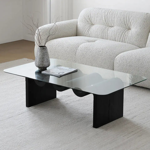 Hiroshi Square Glass Coffee Table Glass Top