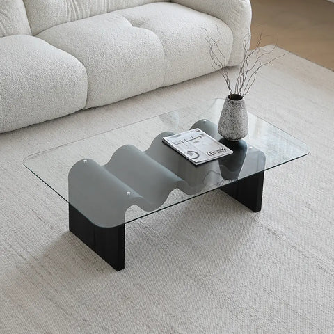 Hiroshi Square Glass Coffee Table Glass Top