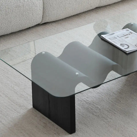 Hiroshi Square Glass Coffee Table Glass Top