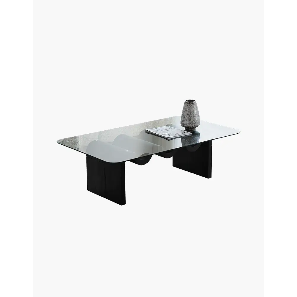 Hiroshi Square Glass Coffee Table Glass Top