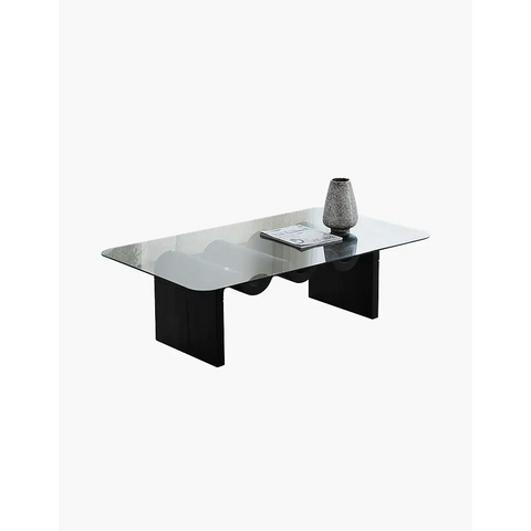 Hiroshi Square Glass Coffee Table Glass Top