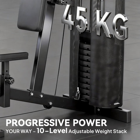 SPORTNOW Multi Gym with Adjustable Seat and Back, All in One Home Gym Machine with 45kg Weight Stack for Full Body Strength Training