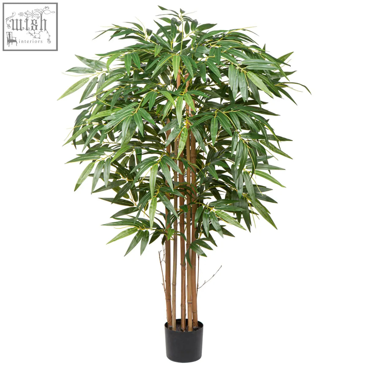 Tall hollyone 5ft artificial bamboo plant with slender green leaves brown stalks in black pot for living room fake trees