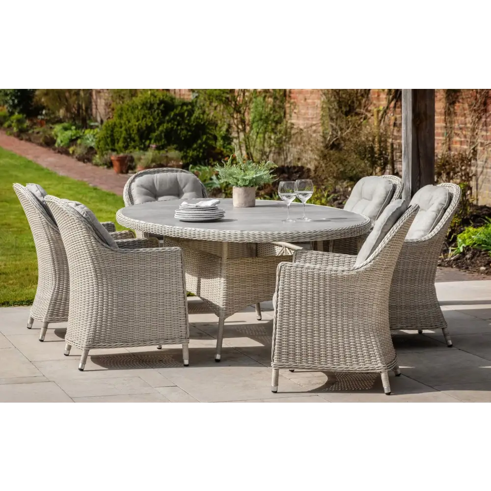 Holton 6 Seater Oval Table Set - outdoor table and chairs