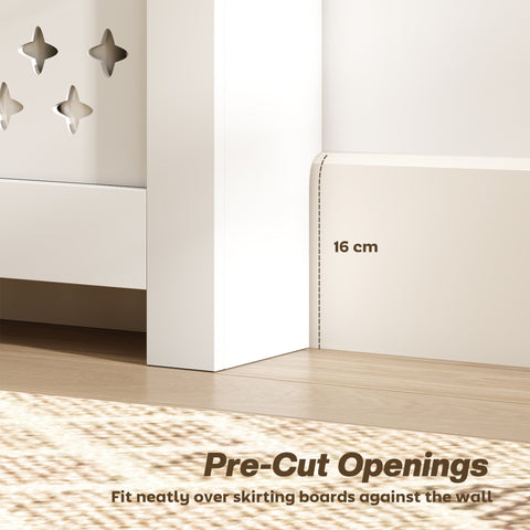 White particle board radiator cover with pre-cut 16 cm baseboard openings for neat skirting board fit by homcom