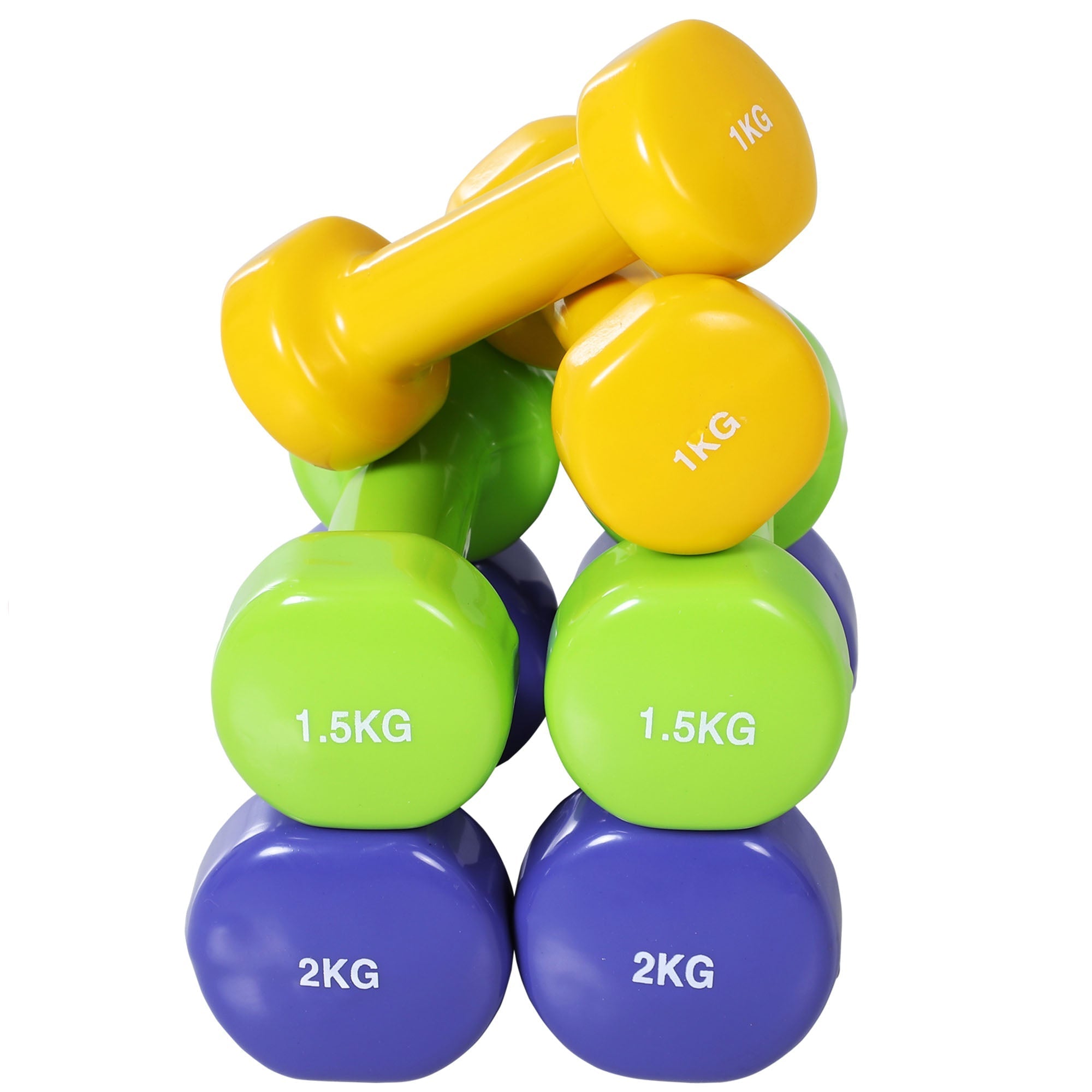 Homcom 10kg dumbbells set with carry case featuring bright colours and easy-read weight numbers for home gym use