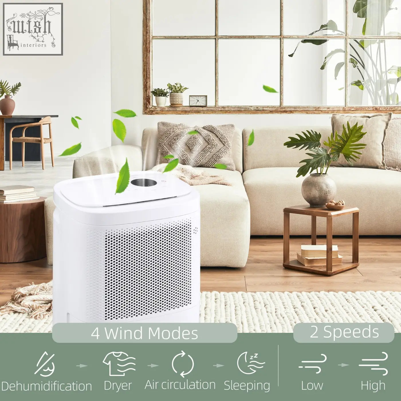 White homcom 10l day portable quiet dehumidifier with perforated front panel and circular top vent water tank