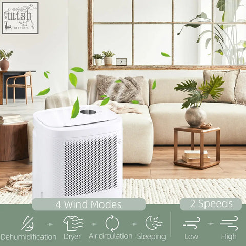 White homcom 10l day portable quiet dehumidifier with perforated front panel and circular top vent water tank