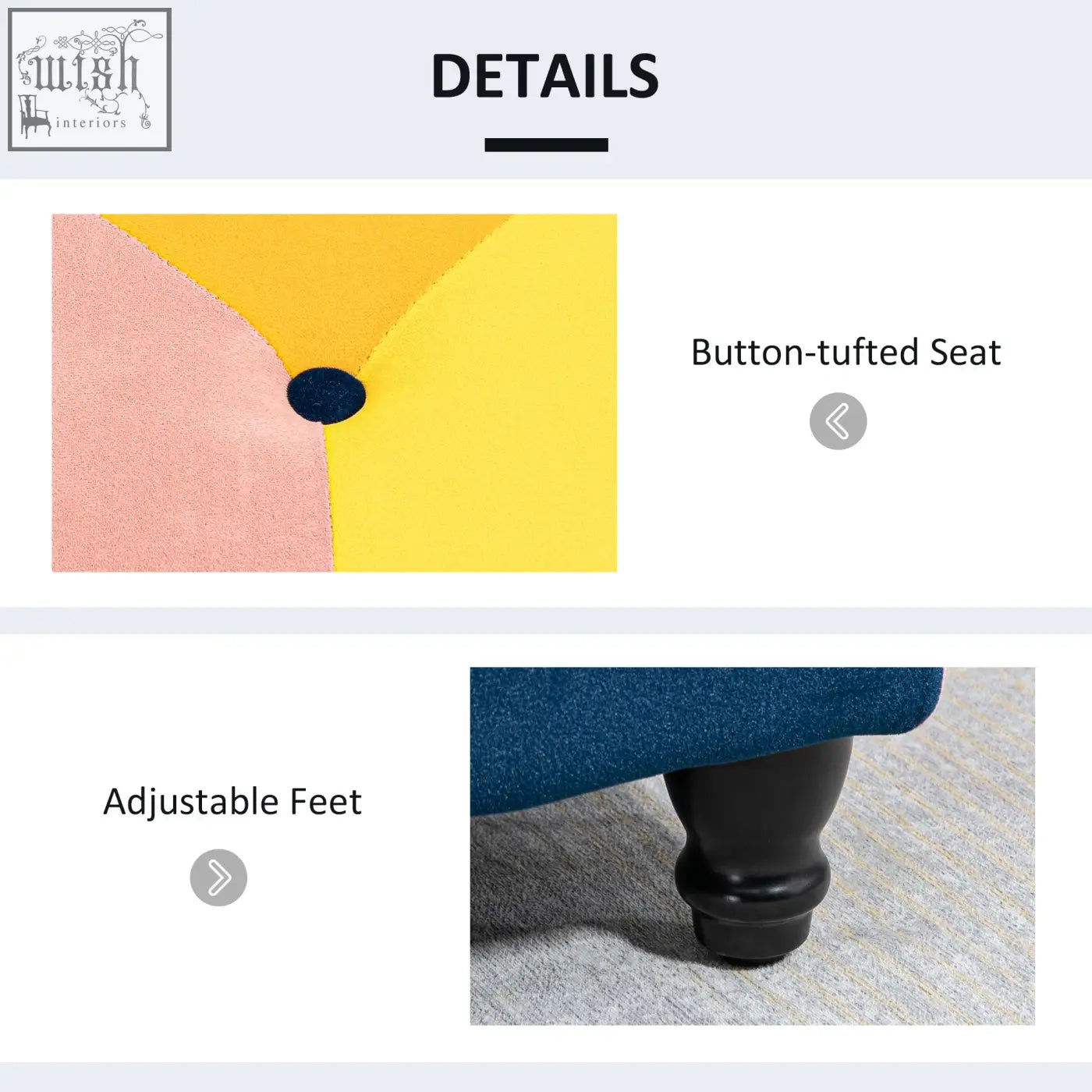 Homcom velvet storage ottoman with colour block patchwork design and button-tufted lid perfect for living room storage