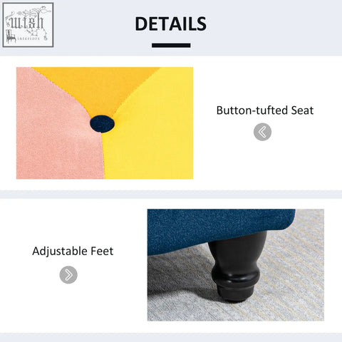 Homcom velvet storage ottoman with colour block patchwork design and button-tufted lid perfect for living room storage
