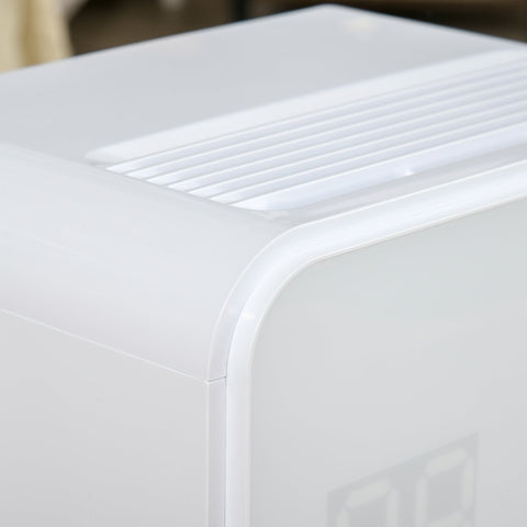 White plastic homcom dehumidifier with sleek design and horizontal slats for 8-12m² rooms with 38db operation