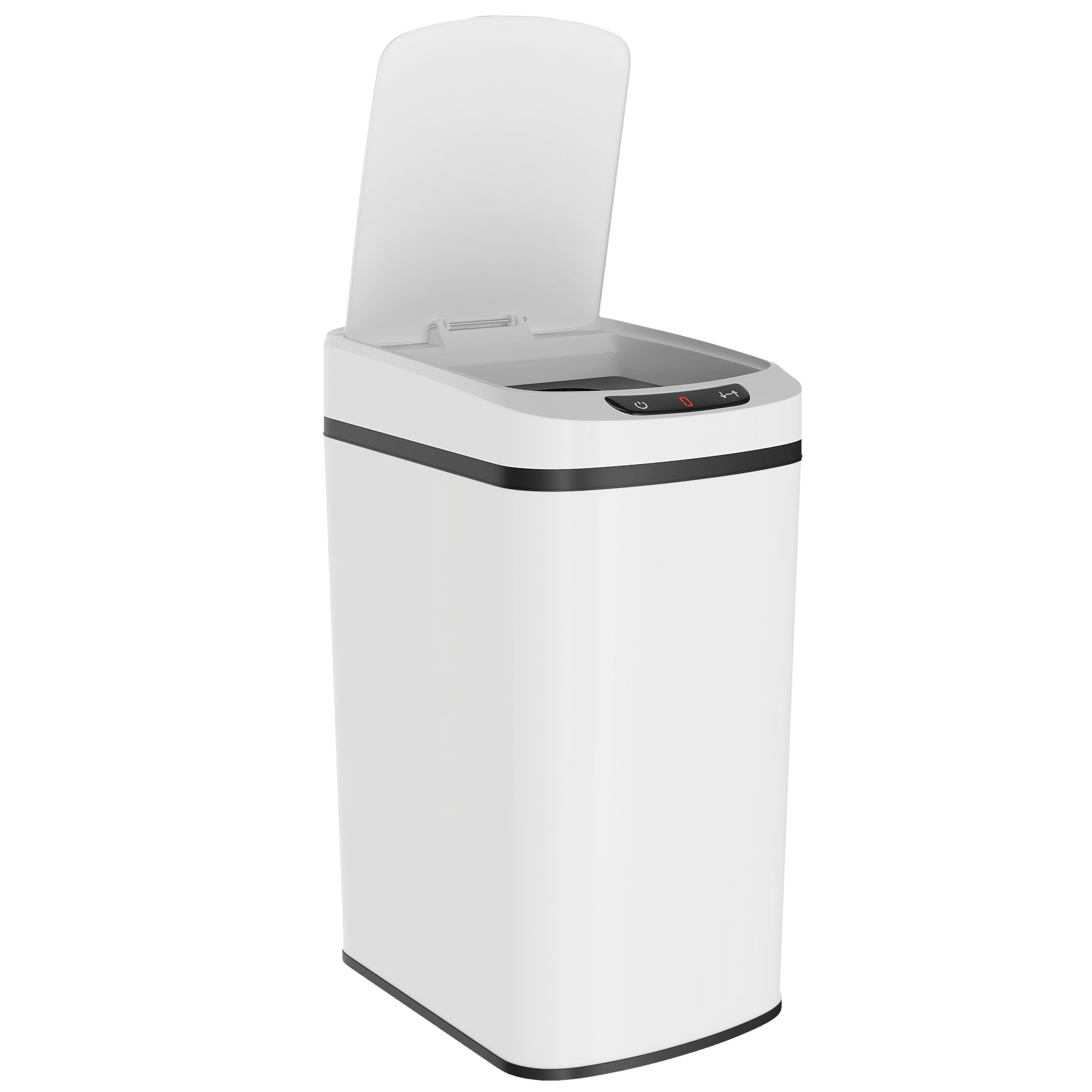 White homcom 12l sensor bin with fingerprint resistant stainless steel and infrared sensing for touchless use