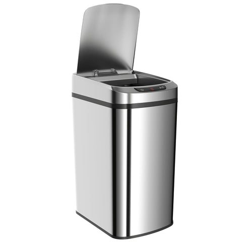Silver stainless steel homcom 12l sensor bin with automatic infrared sensing lid and fingerprint resistant finish