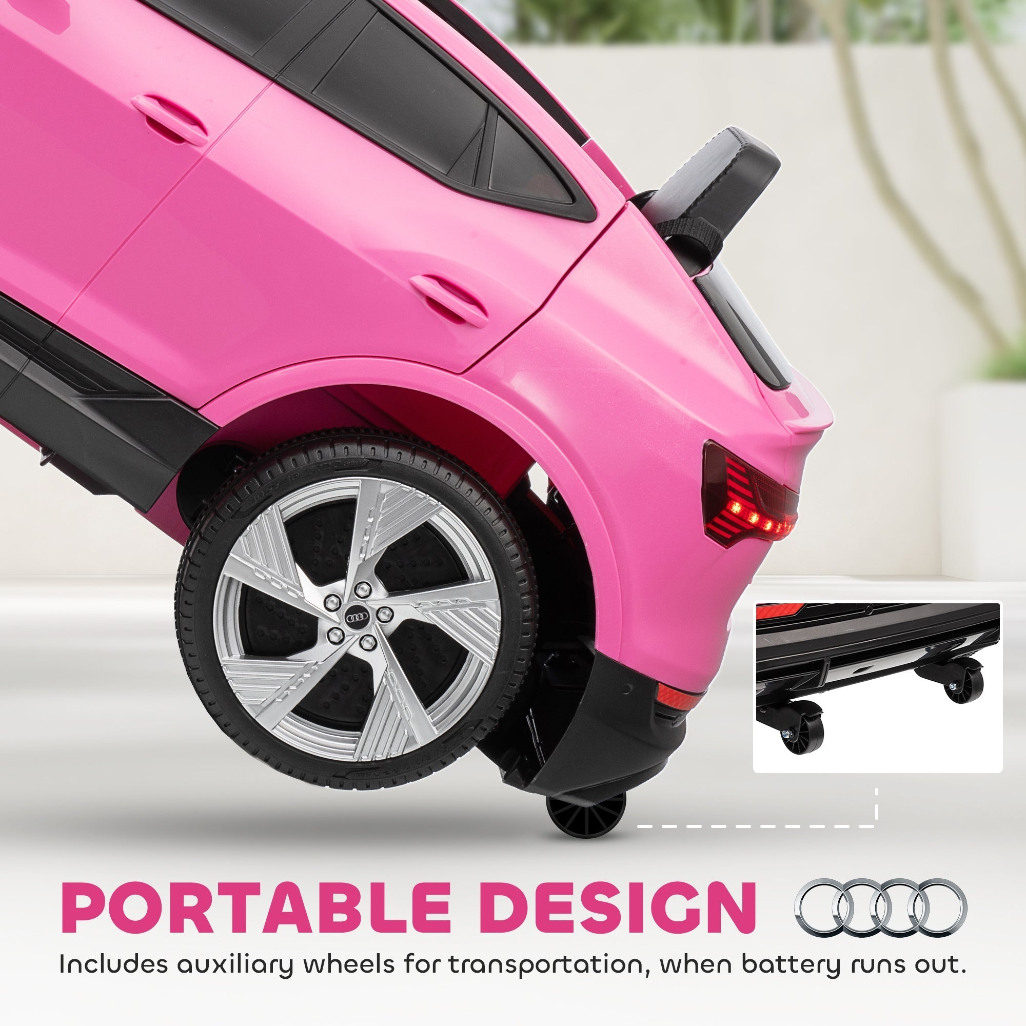 Pink HOMCOM 12v kids electric ride on suv with remote control silver alloy wheels and black trim portable design
