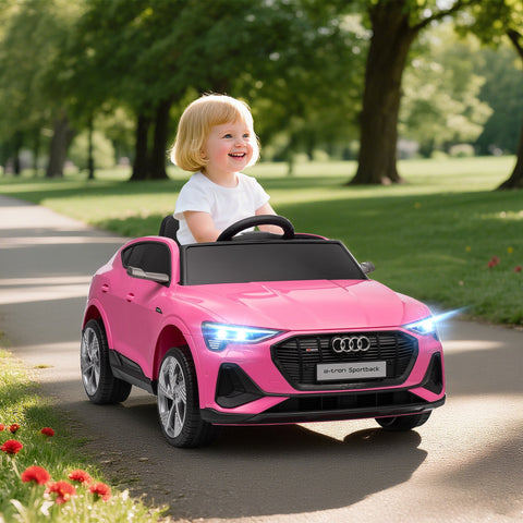 Pink audi e-tron sportback kids electric ride on car with remote control lights suspension and card slot features