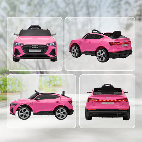 Pink audi e-tron sportback kids electric ride with remote control card slot music lights and suspension wheels