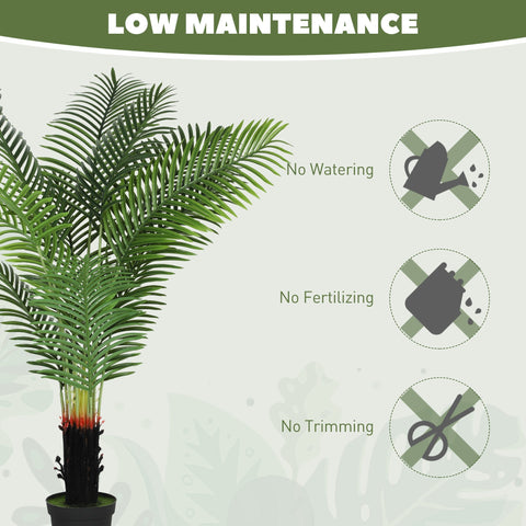 Green artificial areca palm tree with 12 detailed pe leaves in black pot for home and office decor