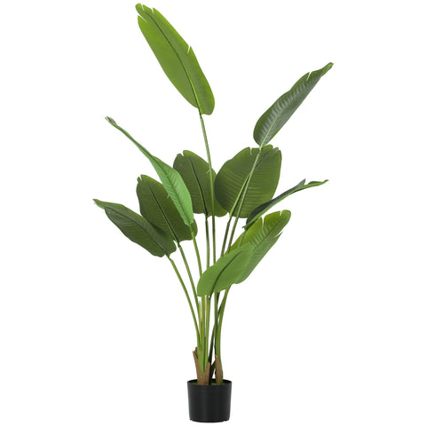 A lush 160cm tall artificial bird of paradise plant with peva leaves and flocked soil in a black pot for home decor