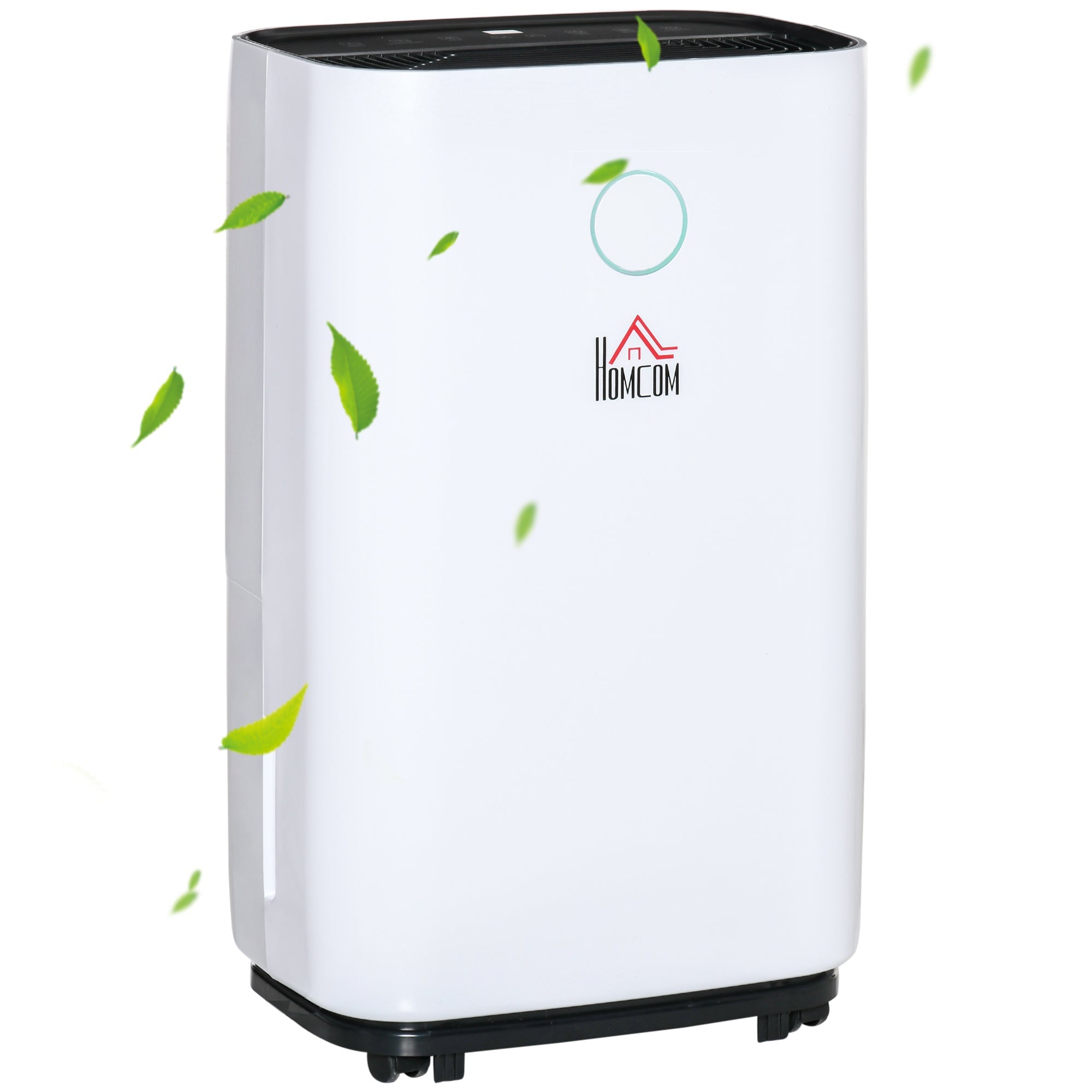 White and black homcom 16l/day portable dehumidifier with led screen and circular control button for 12-16m² rooms
