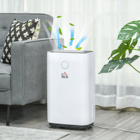 White homcom 16l/day portable dehumidifier with led screen sleep mode and 38db operation for home use