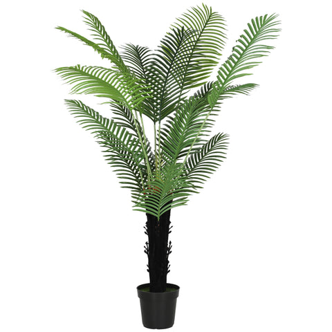Tall artificial areca palm tree with 16 lush green pe leaves and black pot for home office decor