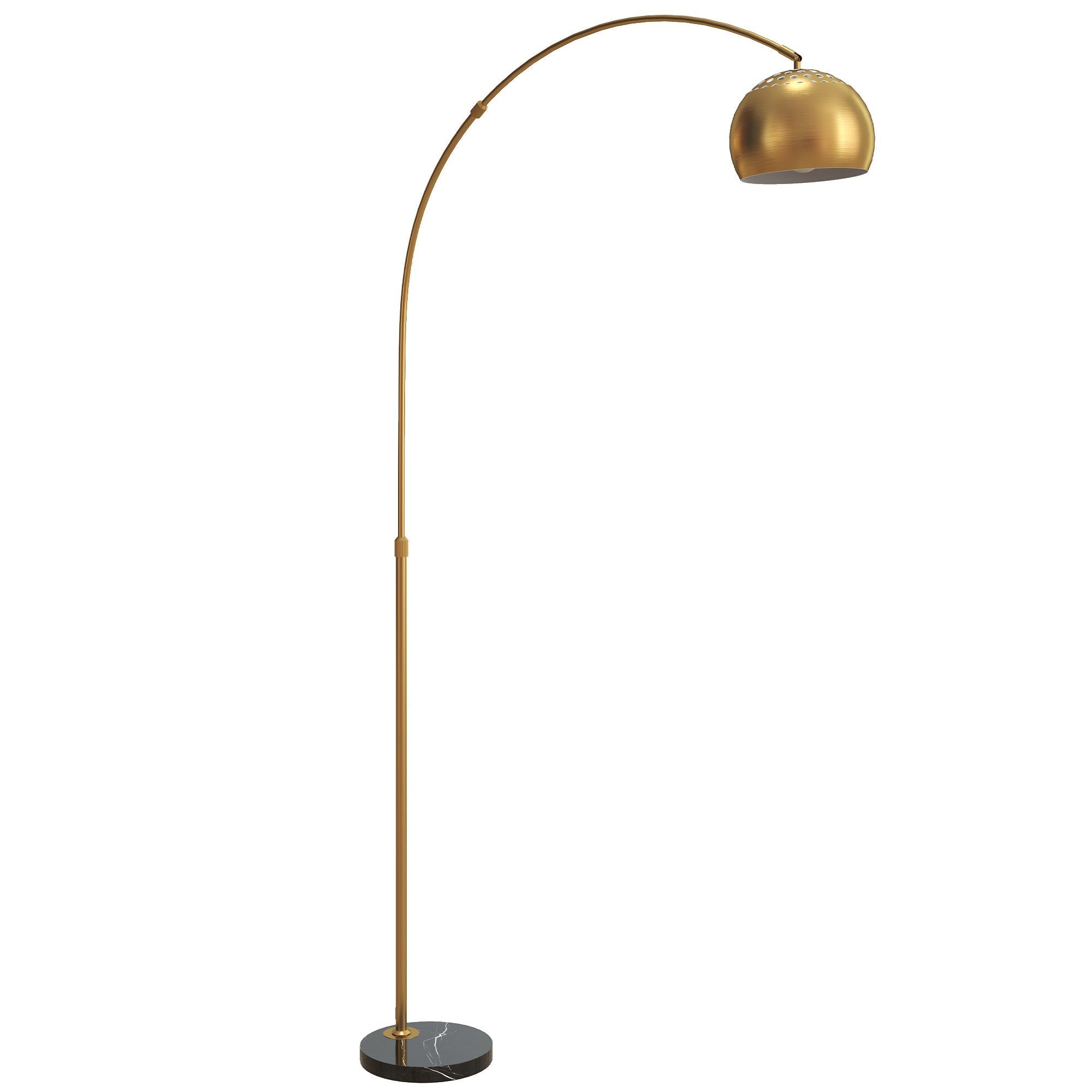 Gold tone homcom floor lamp with sleek curved metal frame and faux black marble base for great stability in living room