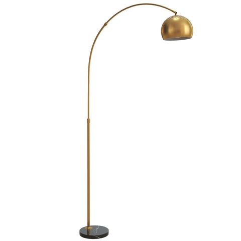 Gold tone homcom floor lamp with sleek curved metal frame and faux black marble base for great stability in living room
