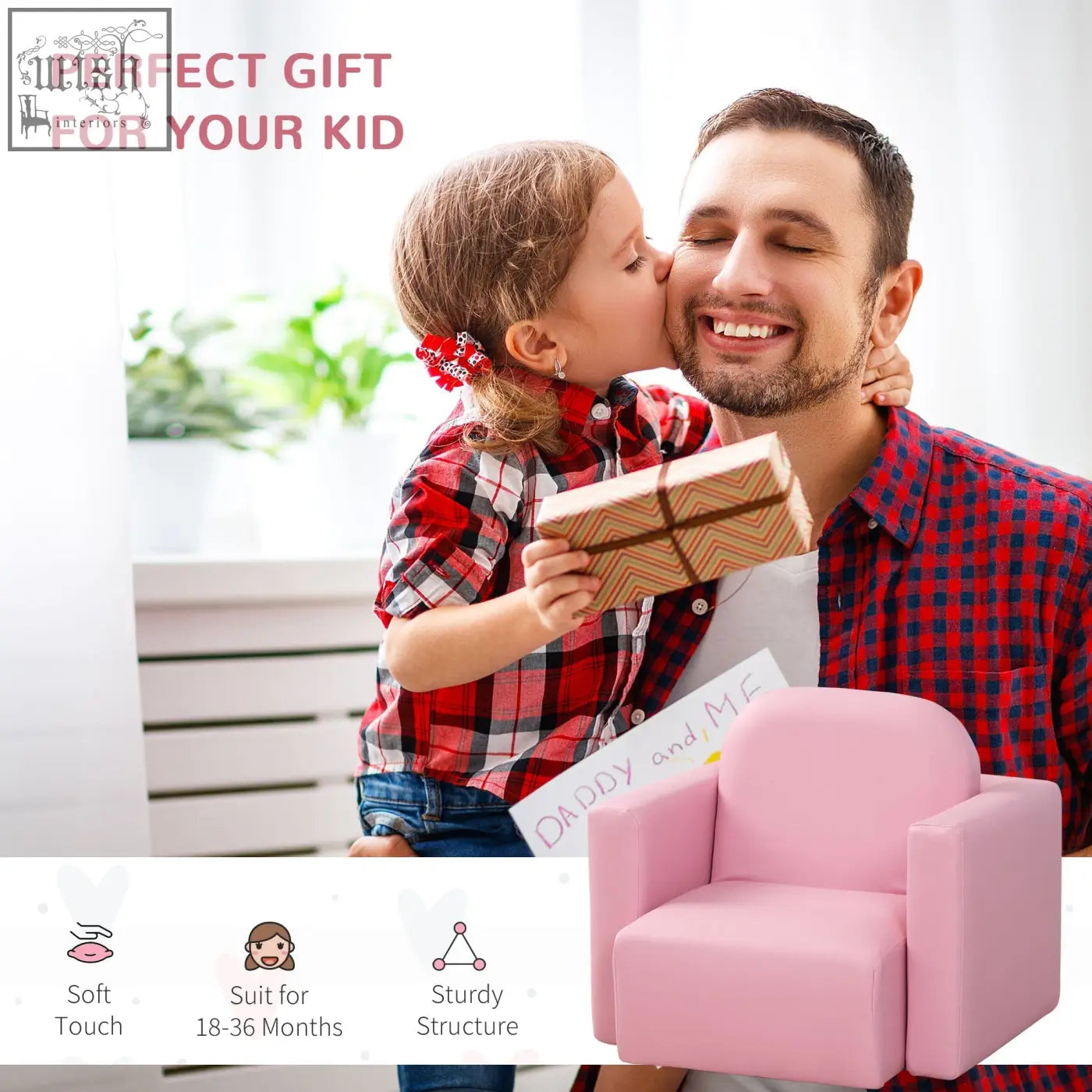 Pink foam toddler sofa chair with wooden frame for game relax playroom by HOMCOM 48 x 44 x 41 cm