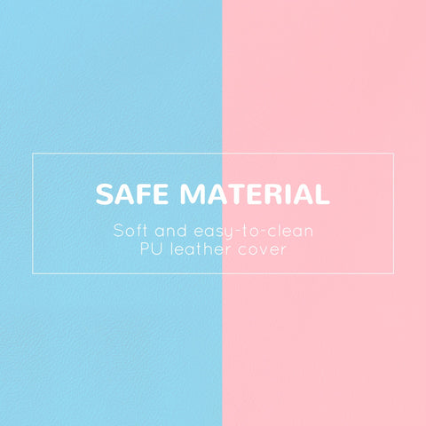 Soft pu leather cover on homcom 2-piece foam climber set in pink blue helps gross motor development