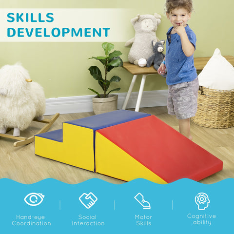 HOMCOM 2-Piece Soft Playset for Toddlers, Climbing, Crawling, For ages 12-36 Months, Red
