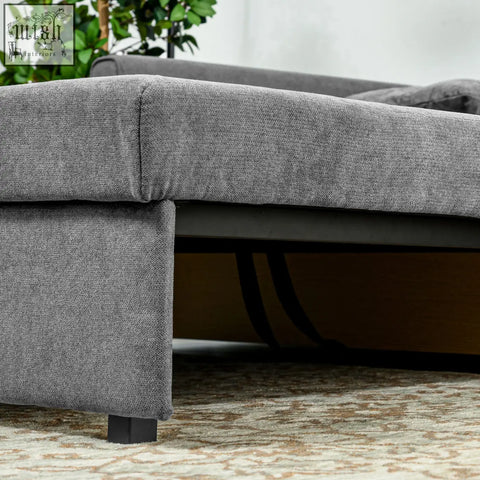 Gray textured fabric light grey sofa bed with black legs and hidden storage perfect as a seater sofa
