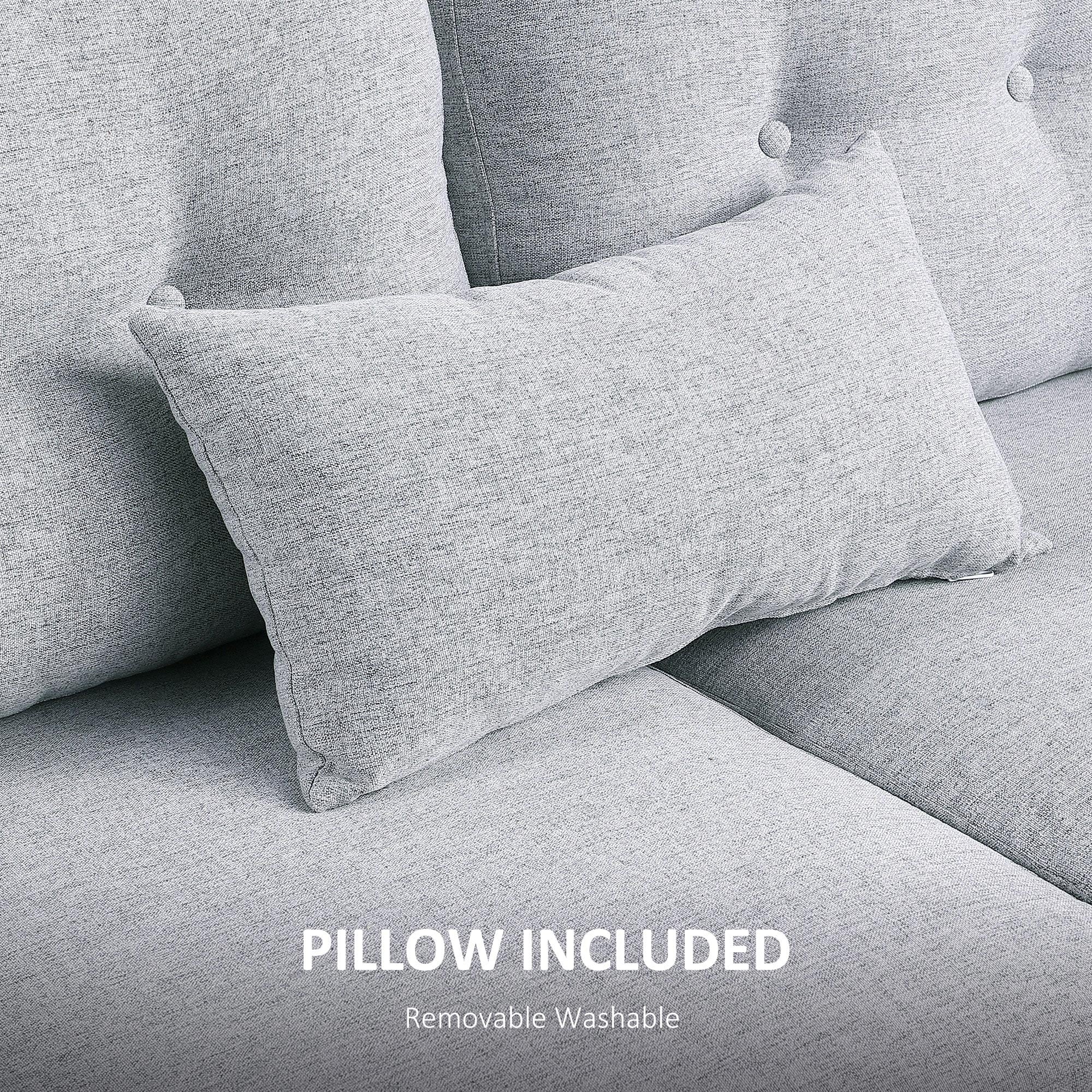 Light grey homcom 2 seater sofa with button tufting linen upholstery perfect for living room seating