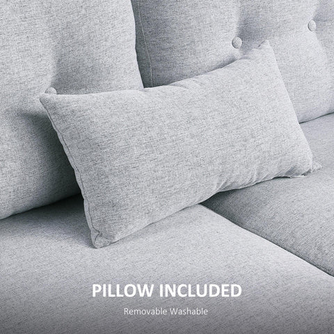 Light grey homcom 2 seater sofa with button tufting linen upholstery perfect for living room seating