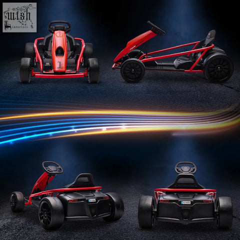 Red and black homcom 24v electric go kart with sleek modern design for kids aged 8 to 12 years old