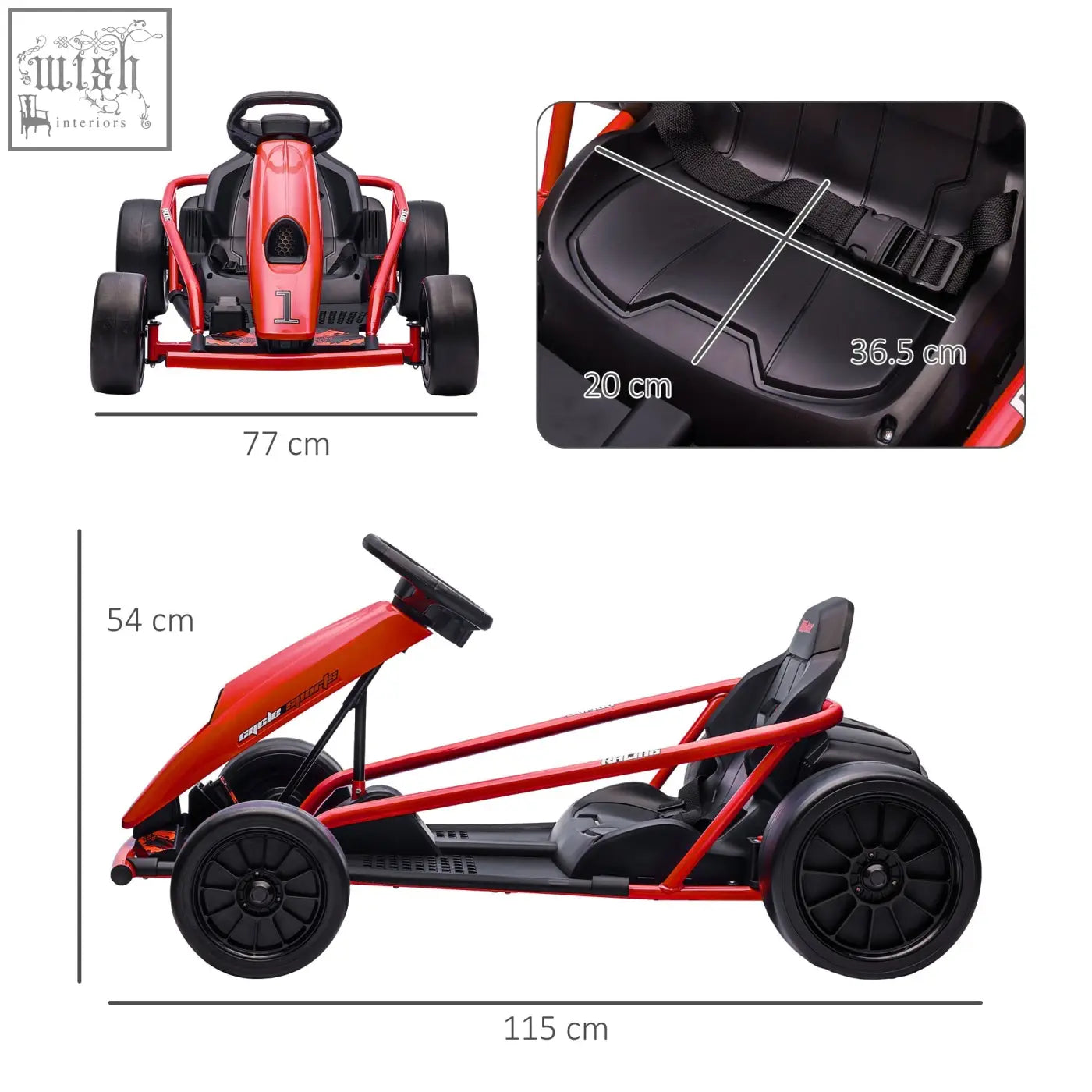Red and black homcom 24v electric go kart with sleek red chassis perfect for kids 8-12 years old ce a6 certified