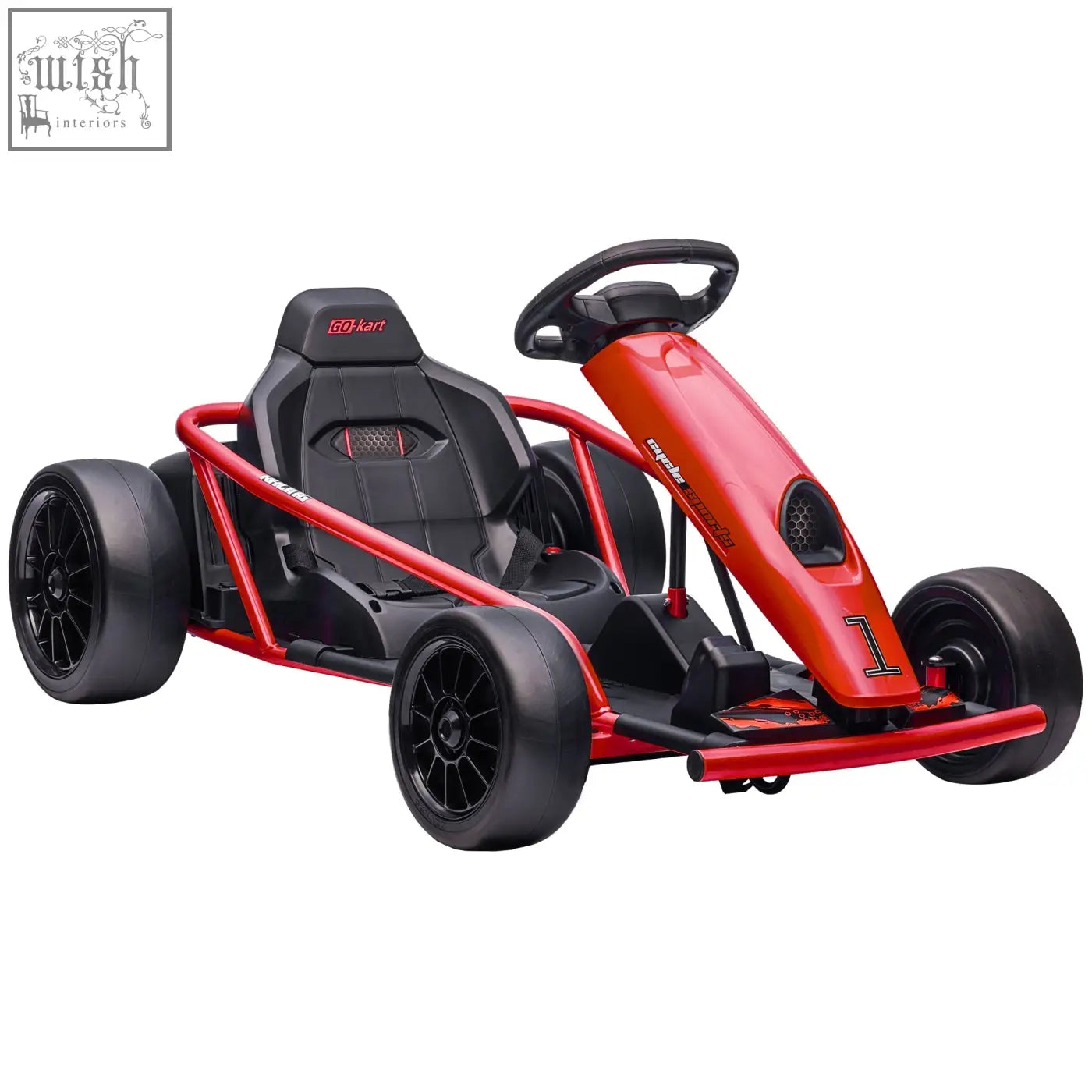 Red and black homcom 24v electric go kart with sleek sporty design for kids aged 8-12 years old ce a6 approved