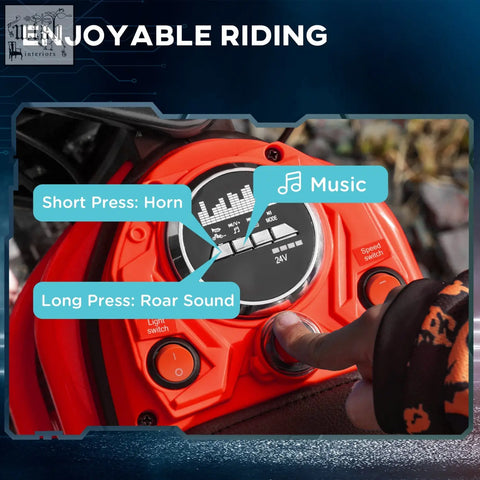 Vibrant red homcom 24v electric motorbike control panel with rugged design and two adjustable speeds display and buttons