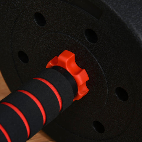 Black and red foam-core 25kg homcom adjustable dumbbell with textured grip for home gym use and dumbbell bar training
