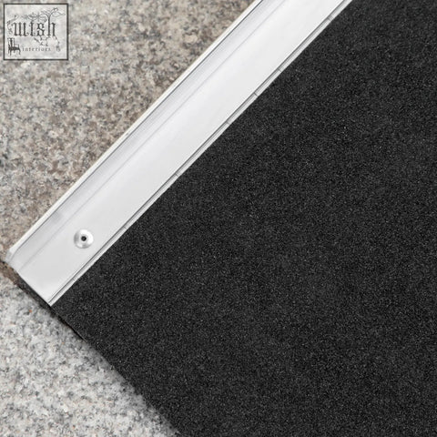 Black textured rubber wheelchair ramp with sleek silver aluminium alloy edge strip for 61l x 72w mobility aid