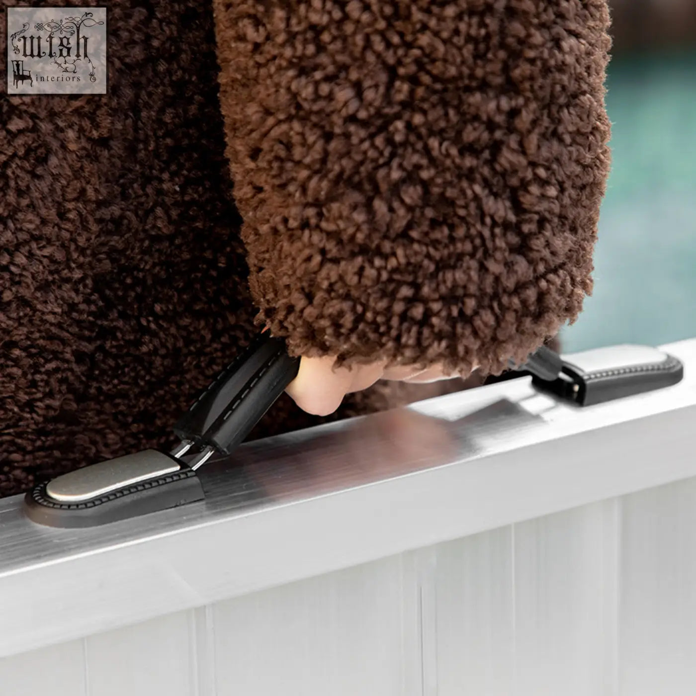 Black and silver zipper pull with textured grip on HOMCOM 2ft aluminium alloy wheelchair ramp 61l x 72w folding handle