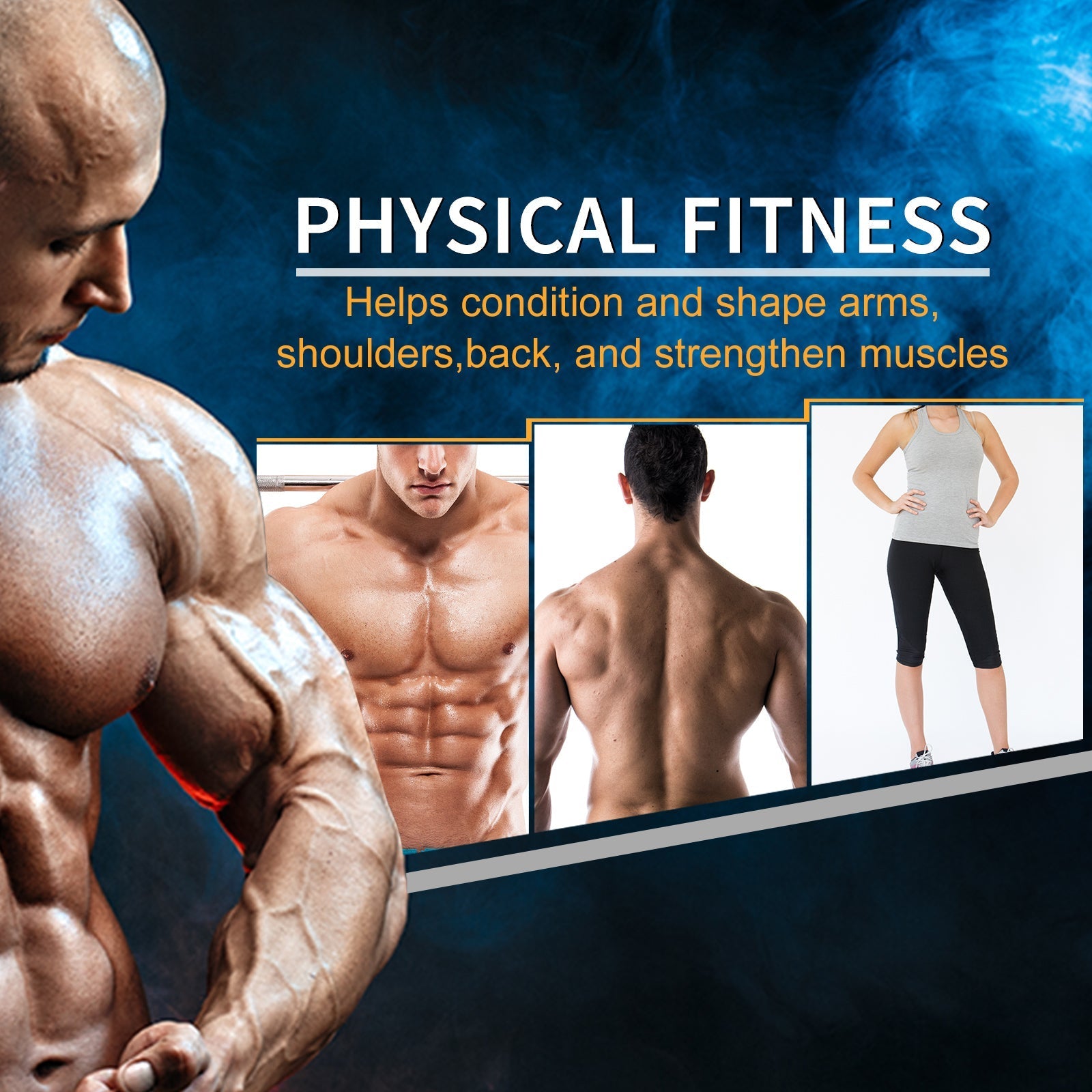 Muscular male torso showing defined abs next to homcom 2x10kg black rubber dumbbells for home gym fitness