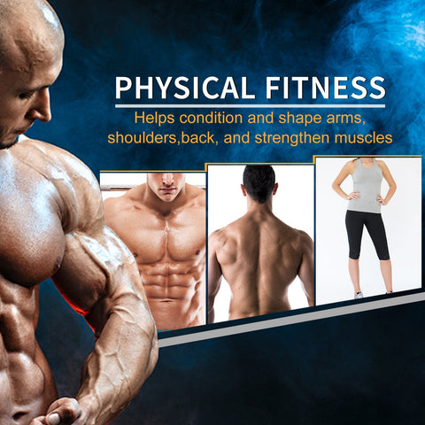 Muscular male torso with defined abs holding small size rubber dumbbell with knurl indents for home gym fitness