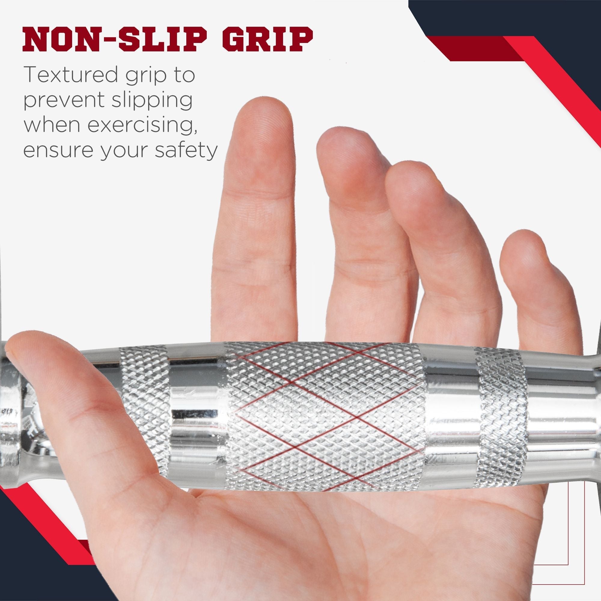 Silver metallic handle with textured diamond grip on homcom 2x6kg rubber hex dumbbells for secure home gym workouts